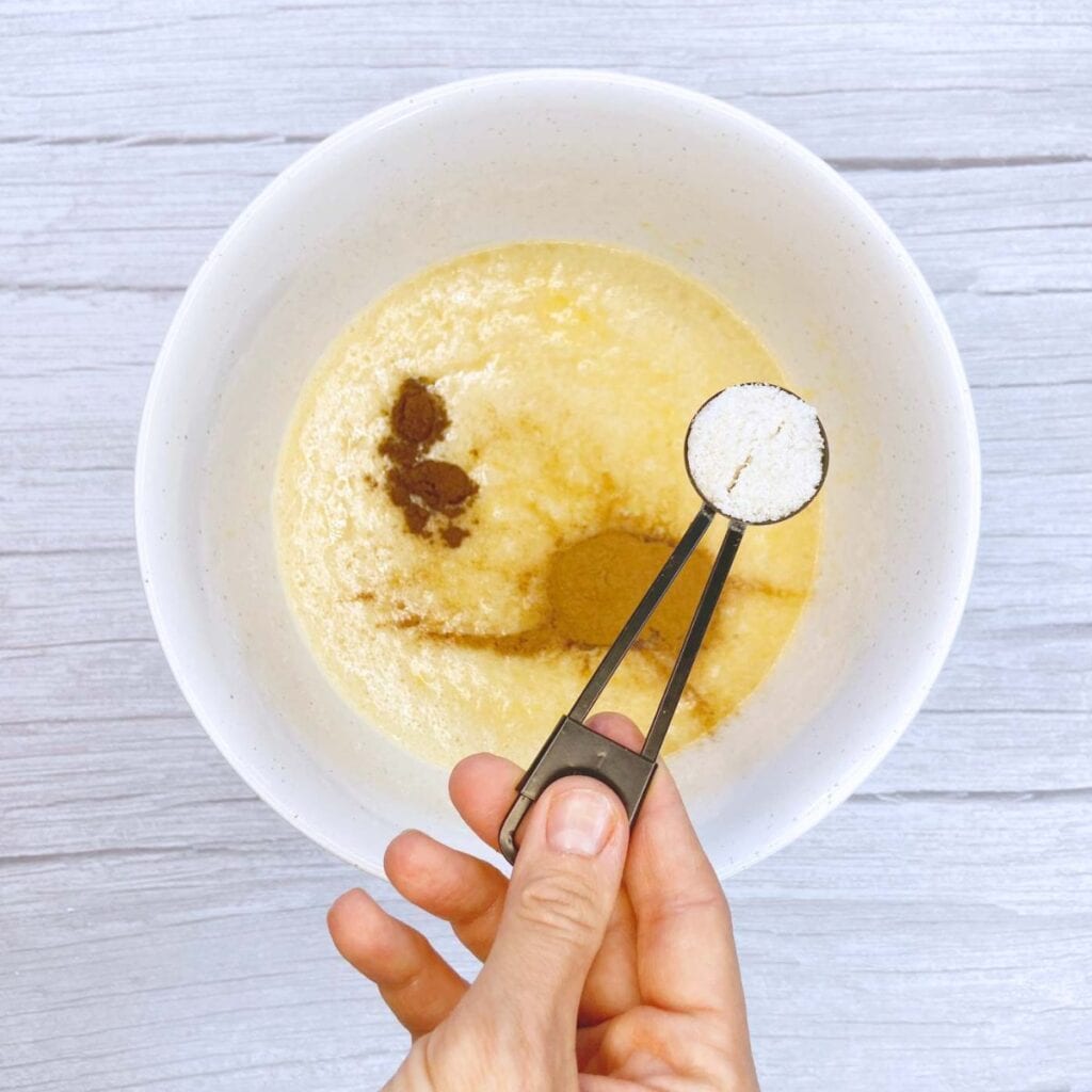 Spices are being added to a healthy banana bread batter