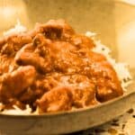 Butter Chicken with rice in bowl