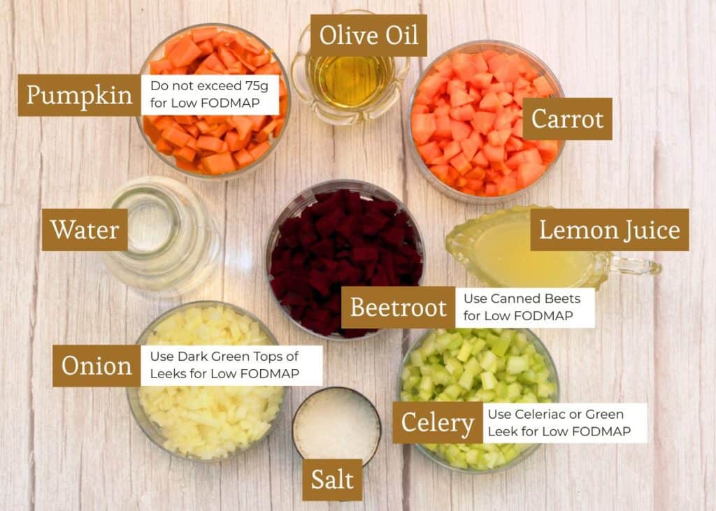 Precise ingredients for nightshade free Nomato Sauce with low FODMAP substitutes/alternatives provided