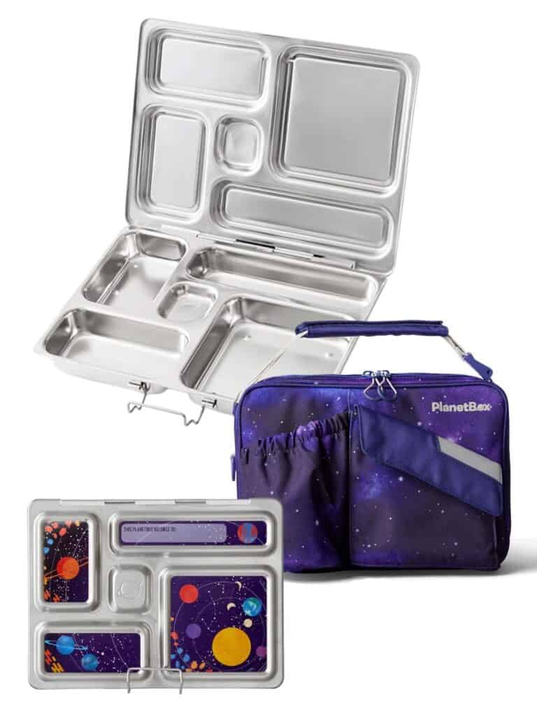 PlanetBox Rover lunchbox with matching lunch bag and sticker set