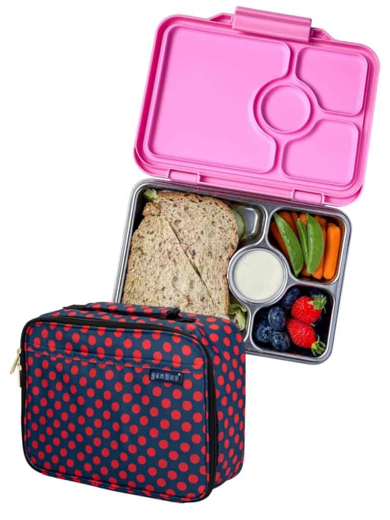 Yumbox steel and silicon lunch box with matching lunch bag