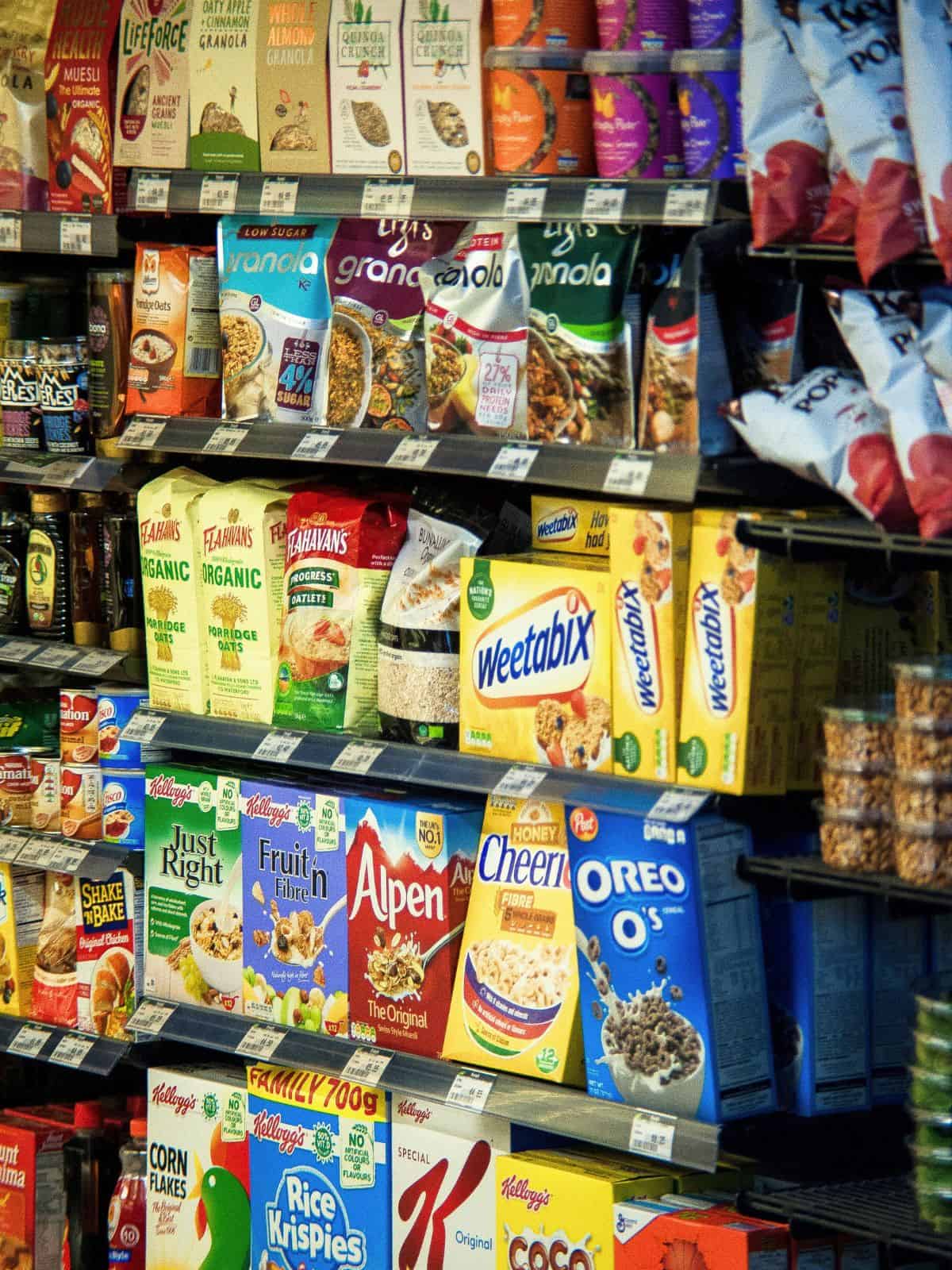 Supermarket Aisle showing cereals